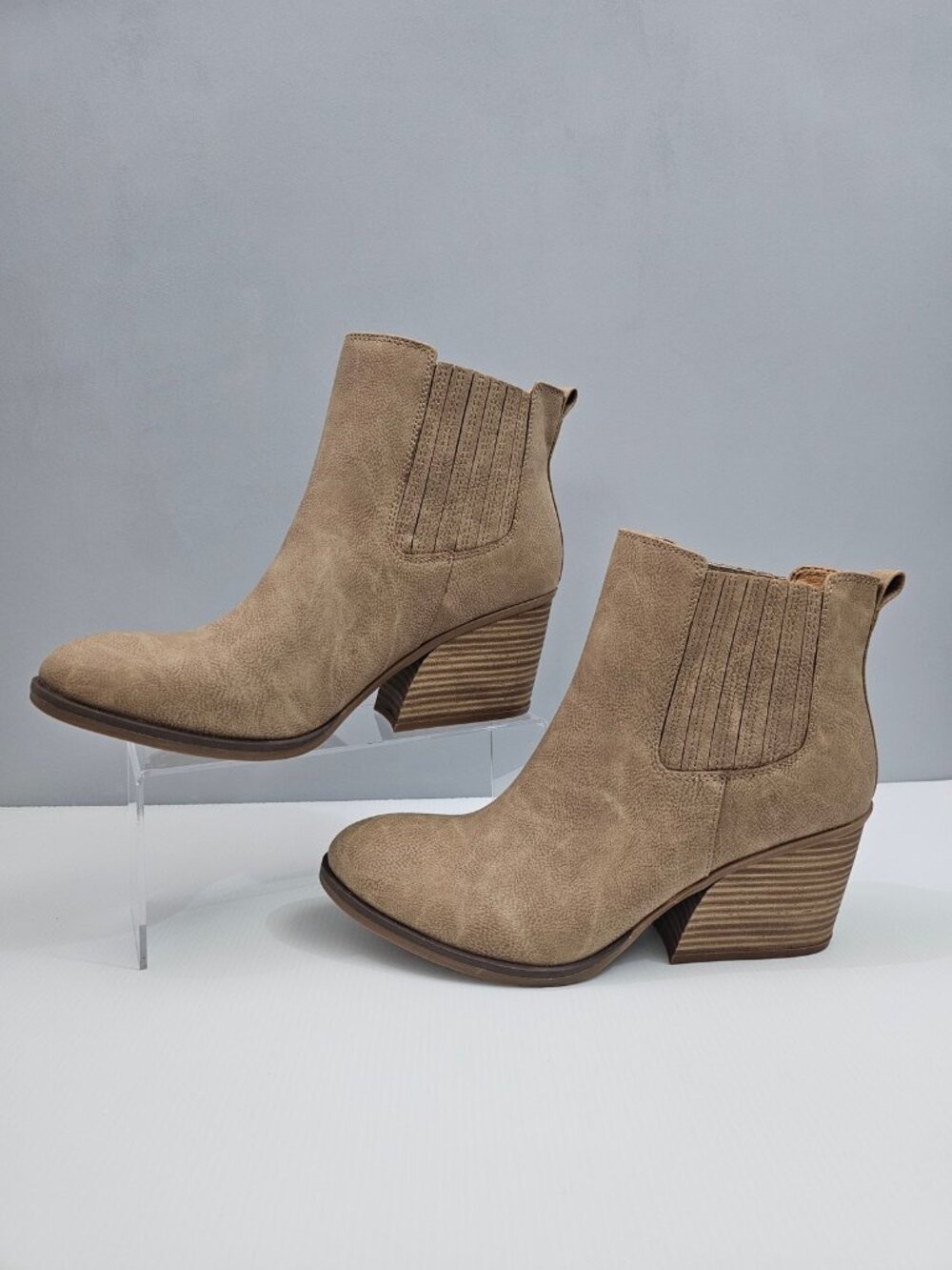 Korks By Kork Ease Hadley Ankle Boot Women 11 Natural Chelsea Western Block Heel - Picture 2 of 13